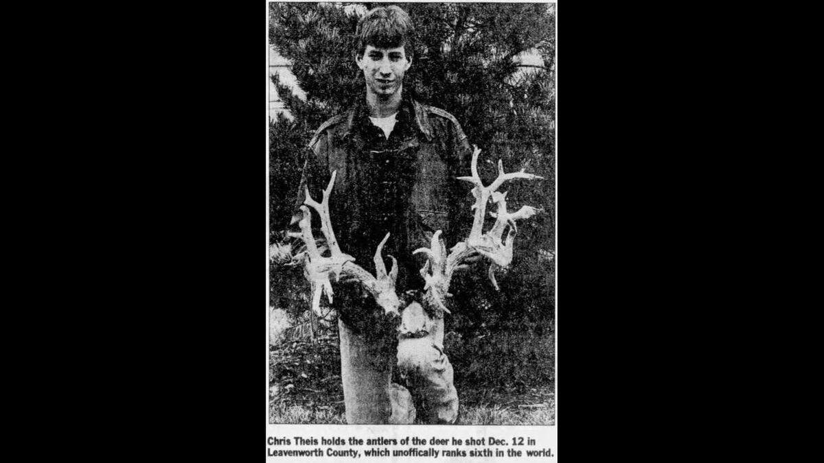 This 1993 photo from The Wichita Eagle shows then 20-year-old Chris Theis with his record deer.