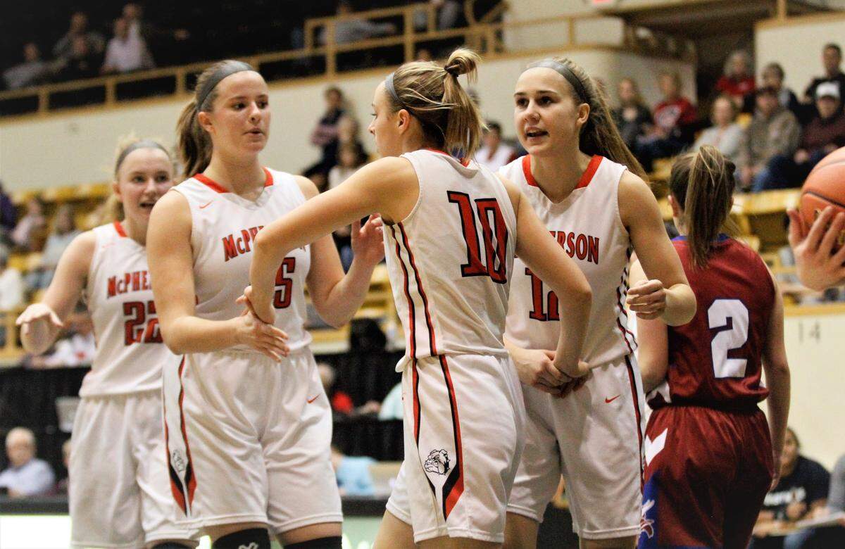 McPherson’s Maggie Leaf, Emma Ruddle and Hannah Hageman