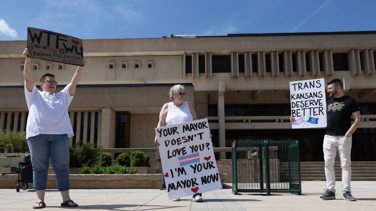 This archive photo shows a March protest of Mayor Lily Wu’s handling of the Transgender Day of Visibility proclamation.
