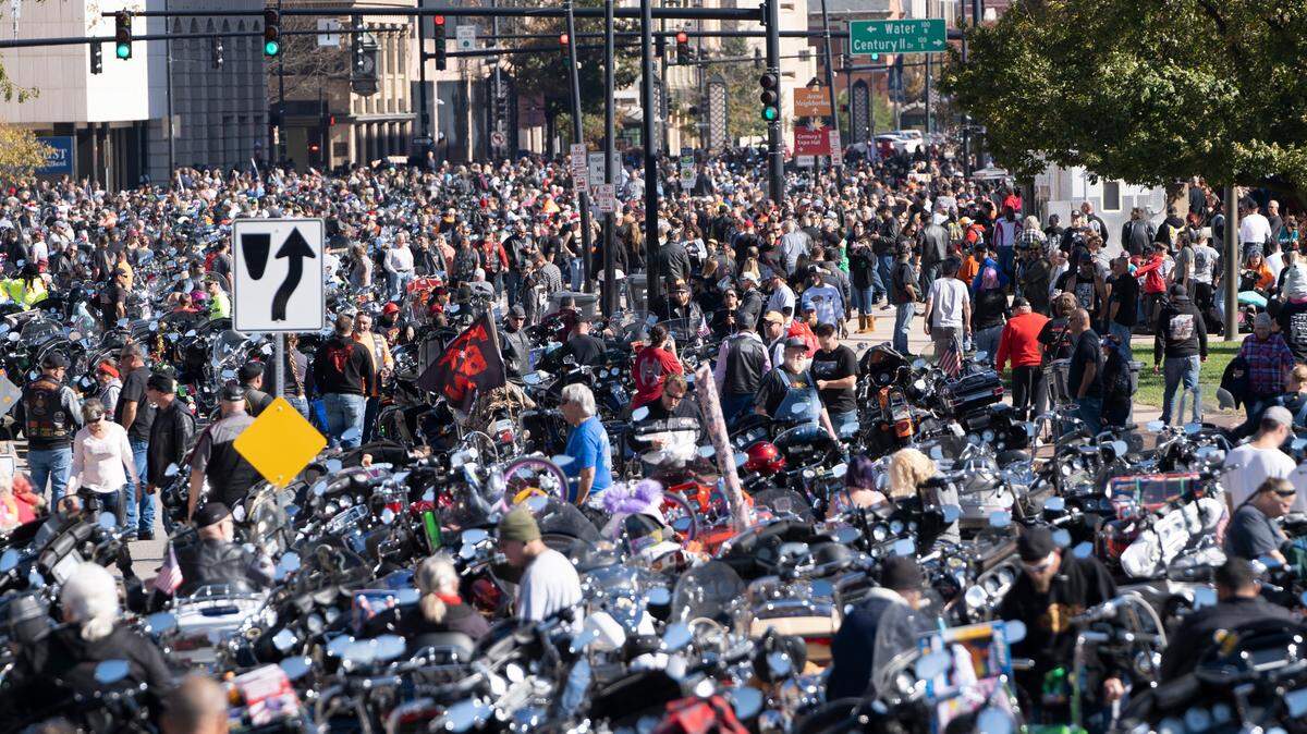 In this file photo, thousands of motorcyclists line up in downtown Wichita along Douglas from Main to McLean for the Wichita Toy Run. The motorcyclists donated toys to the Salvation Army Angel Tree and the Marines Toys for Tots. The Wichita Toy Run Association has been collecting toys for children since 1980. (November 7, 2021)