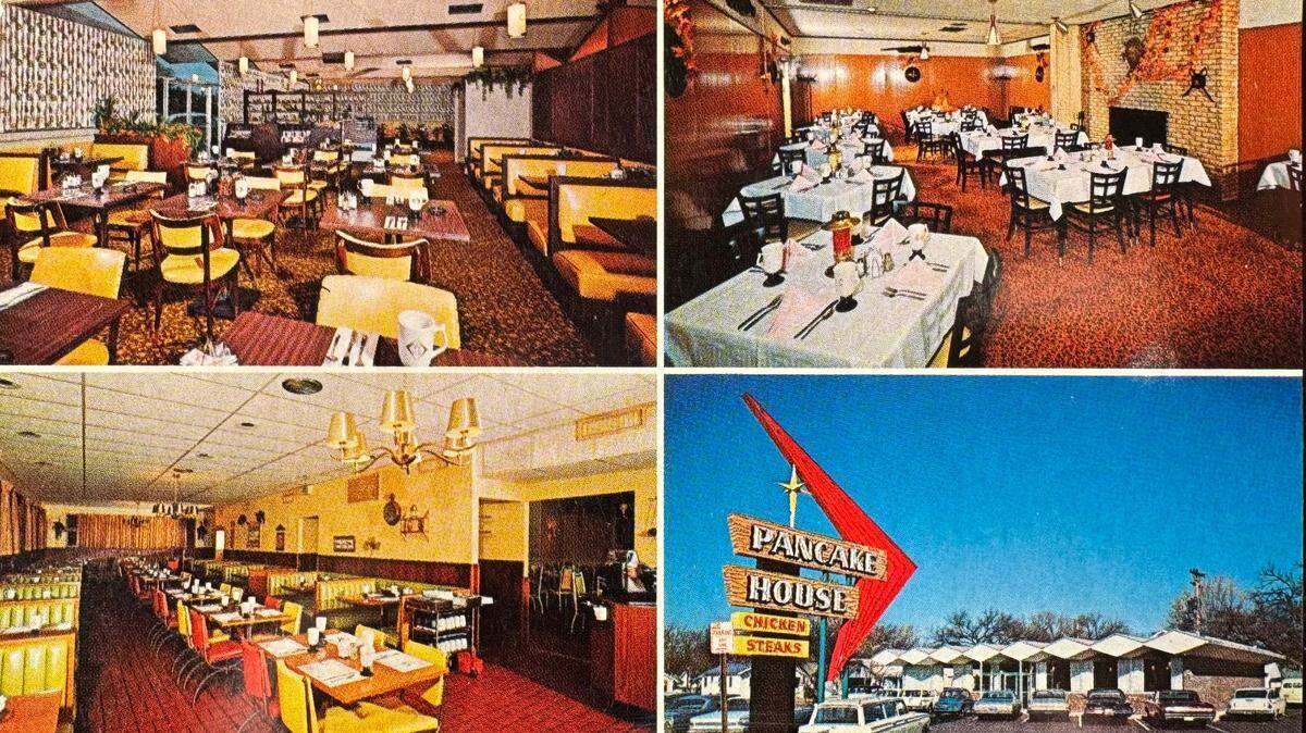 This post card shows the interior and exterior of the Pancake House that opened at 2352 S. Seneca in 1960.
