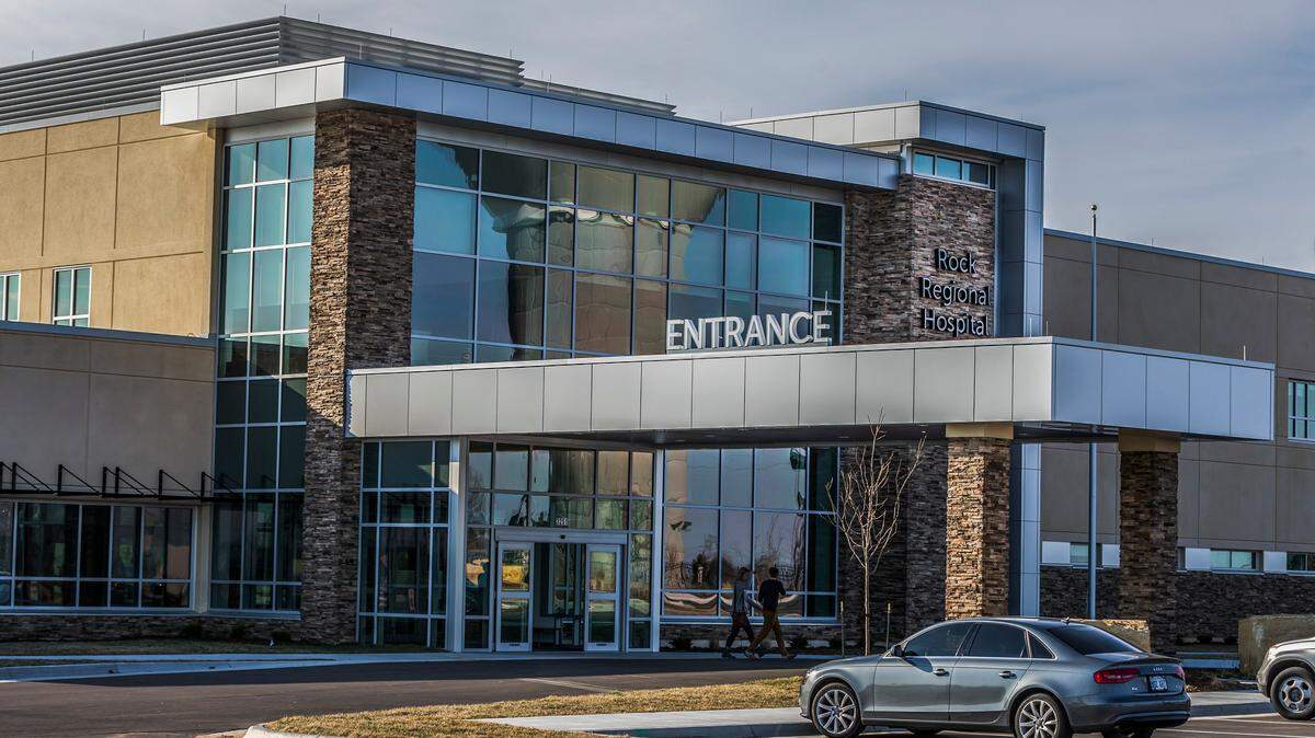 The entrance to Rock Regional Hospital in Derby. (March 18, 2019) 