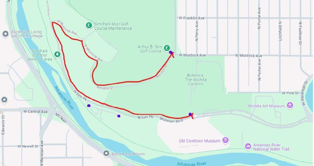 The city of Wichita provided this map that outlines the nightly closures that will begin at Sim Park and surrounding areas next Tuesday.