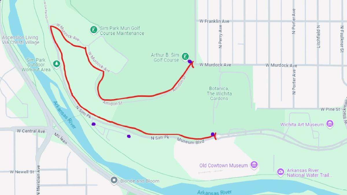 The city of Wichita provided this map that outlines the nightly closures that will begin at Sim Park and surrounding areas next Tuesday.