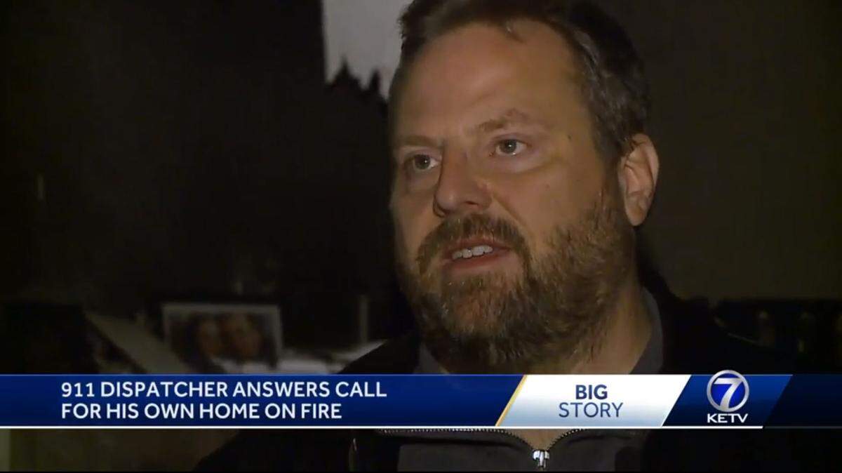 Douglas County, Nebraska dispatcher Bill Wiese learned his home was on fire when he answered the 911 call.
