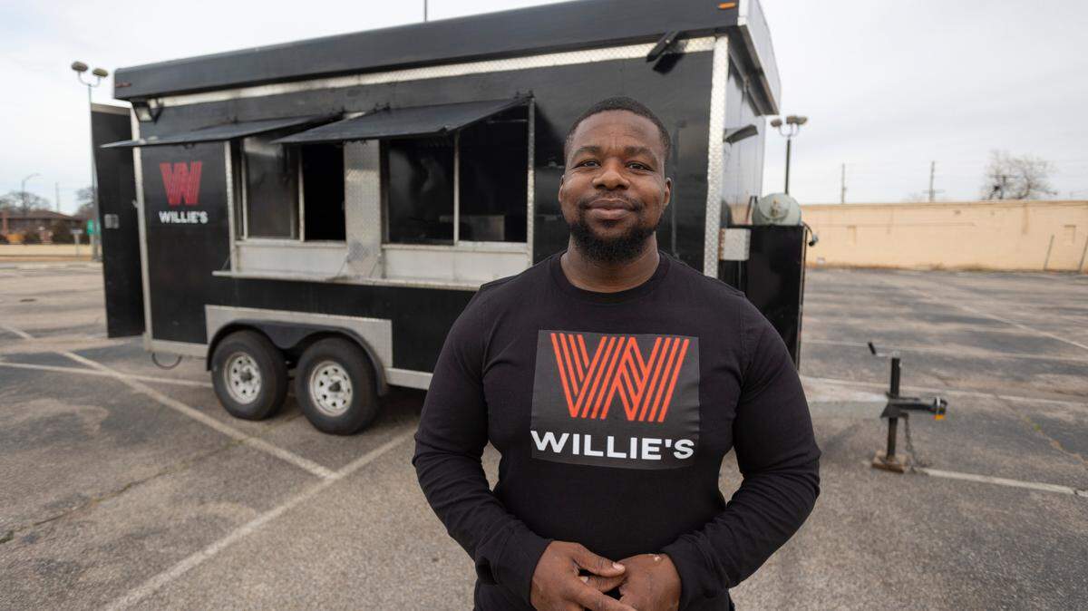 Willie Finley, owner of Willie’s Wings food truck, is opening his new food truck park today at Kellogg and Woodlawn.