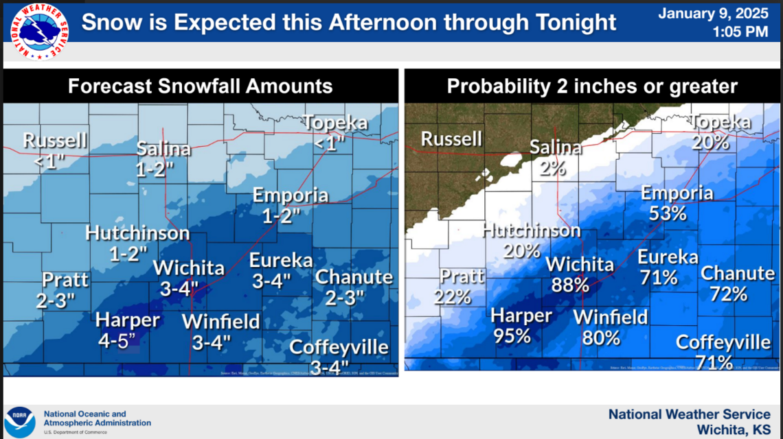 How much snow will Wichita, Kansas get this time & will roads be slick? Forecast details