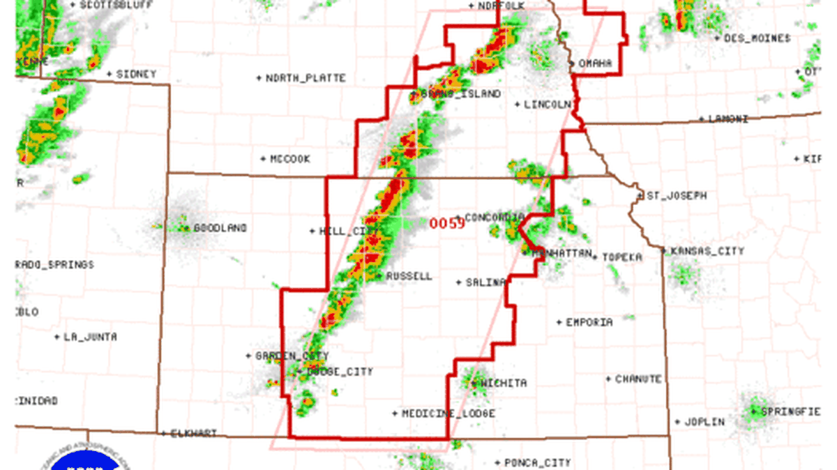 The 40 counties included in a tornado watch Tuesday afternoon and evening