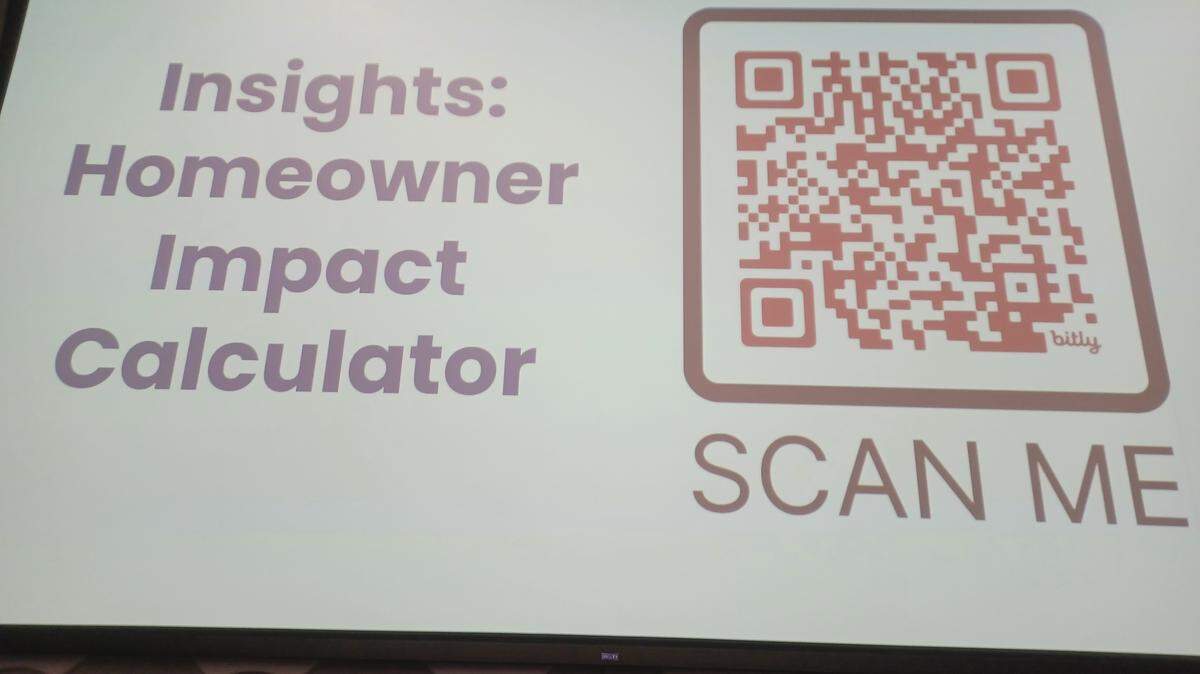 Wichita Forward directed voters to use Michael Austin’s calculator at a Dec. 15, 2025 open forum. 