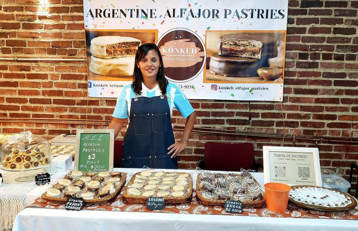 Paola Mentis, owner of Konkeh Artisan Alfajor Pastries, will sell her traditional Argentinian desserts alongside Carolina Brandan and Chad Freeman’s Argentina’s Empanadas.