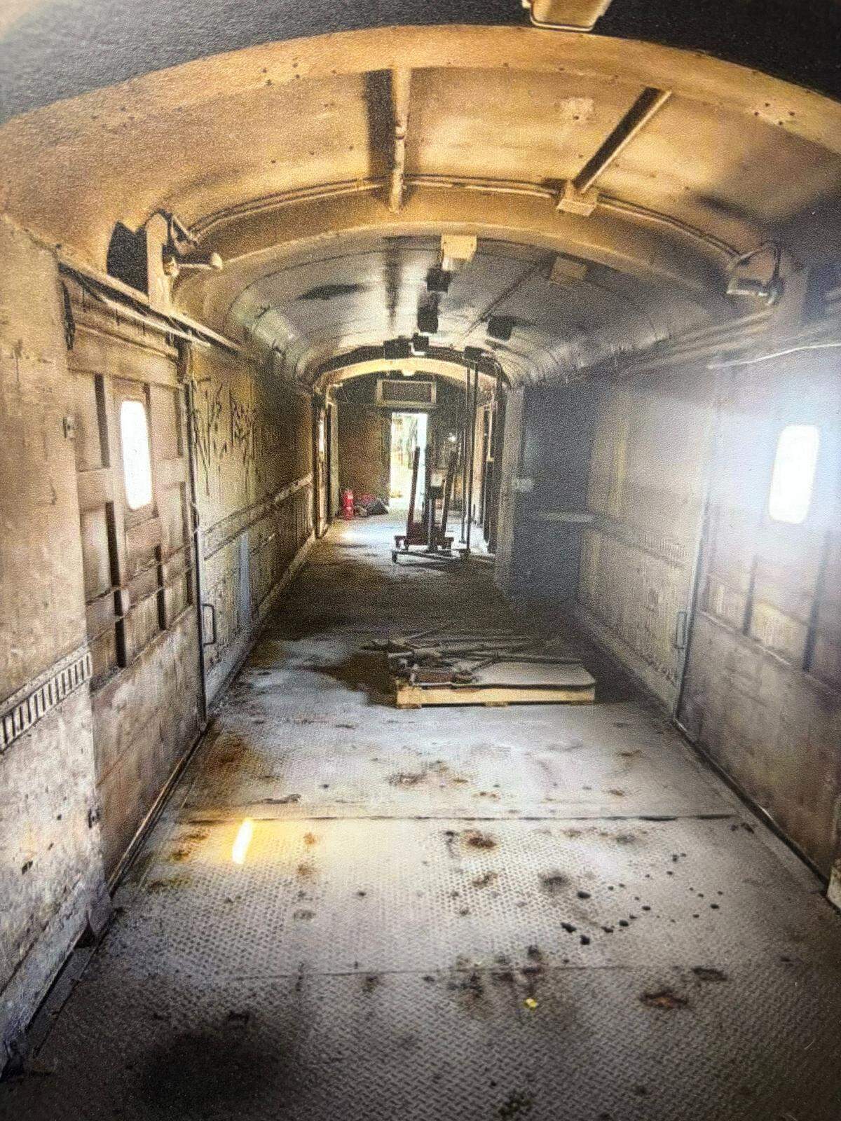 The floor of this former baggage car had to be replaced as part of its remodeling to become an event center for the Great Plains Transportation Museum.
