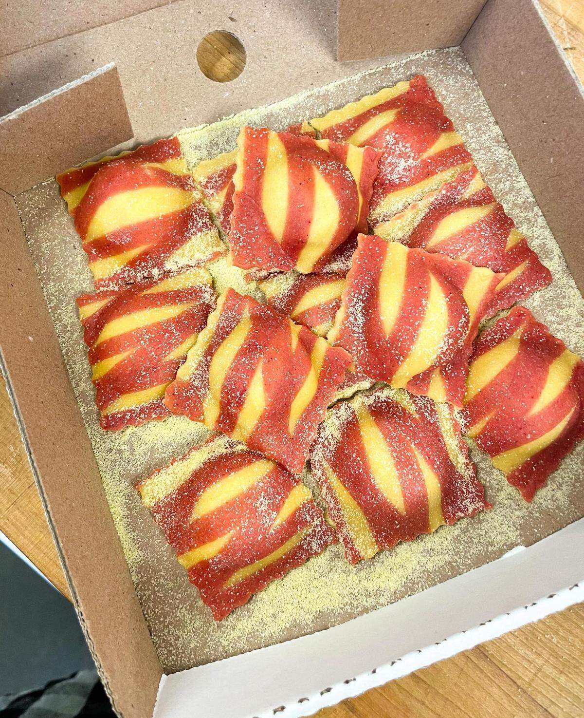 Viola’s Pantry makes fresh spaghetti and fettuccine but it also offers colorful stuffed pastas like ravioli.