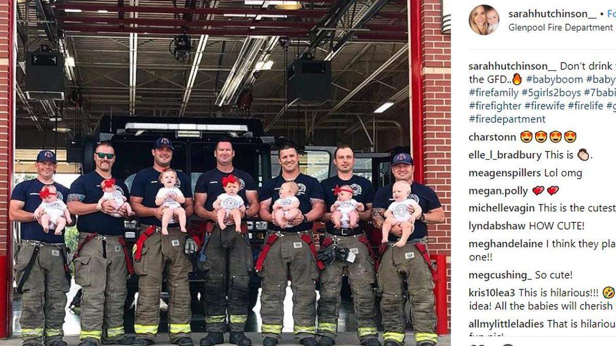 In about one year, seven of 20 men stationed at Oklahoma's Glenpool Fire Department welcomed a baby into their family.