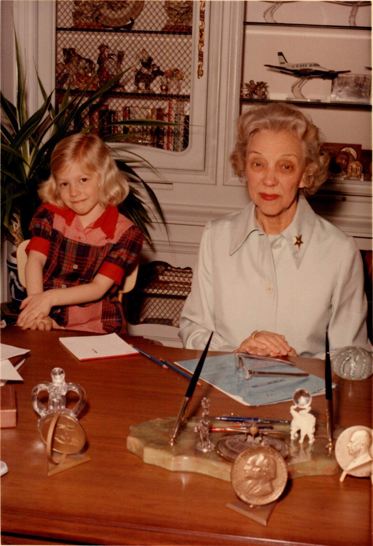 Jennifer Pitt, left, with her grandmother, Olive Ann Beech. Pitt has updated “The Barnstormer and the Lady” about her grandparents and their founding of Beech Aircraft with new photos and details.