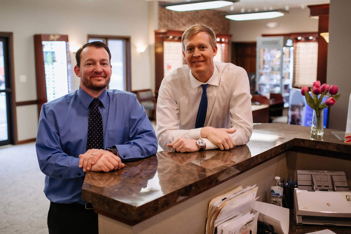 Cory Lindenman, left and Matt Boswell, right, are moving their Andover Family Optometry to the Heritage development in Andover.
