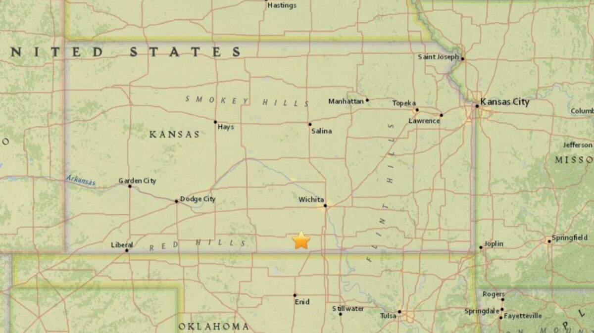 A 3.3-magnitude earthquake shook near Anthony, Kansas, at 2:25 a.m. on Sunday.