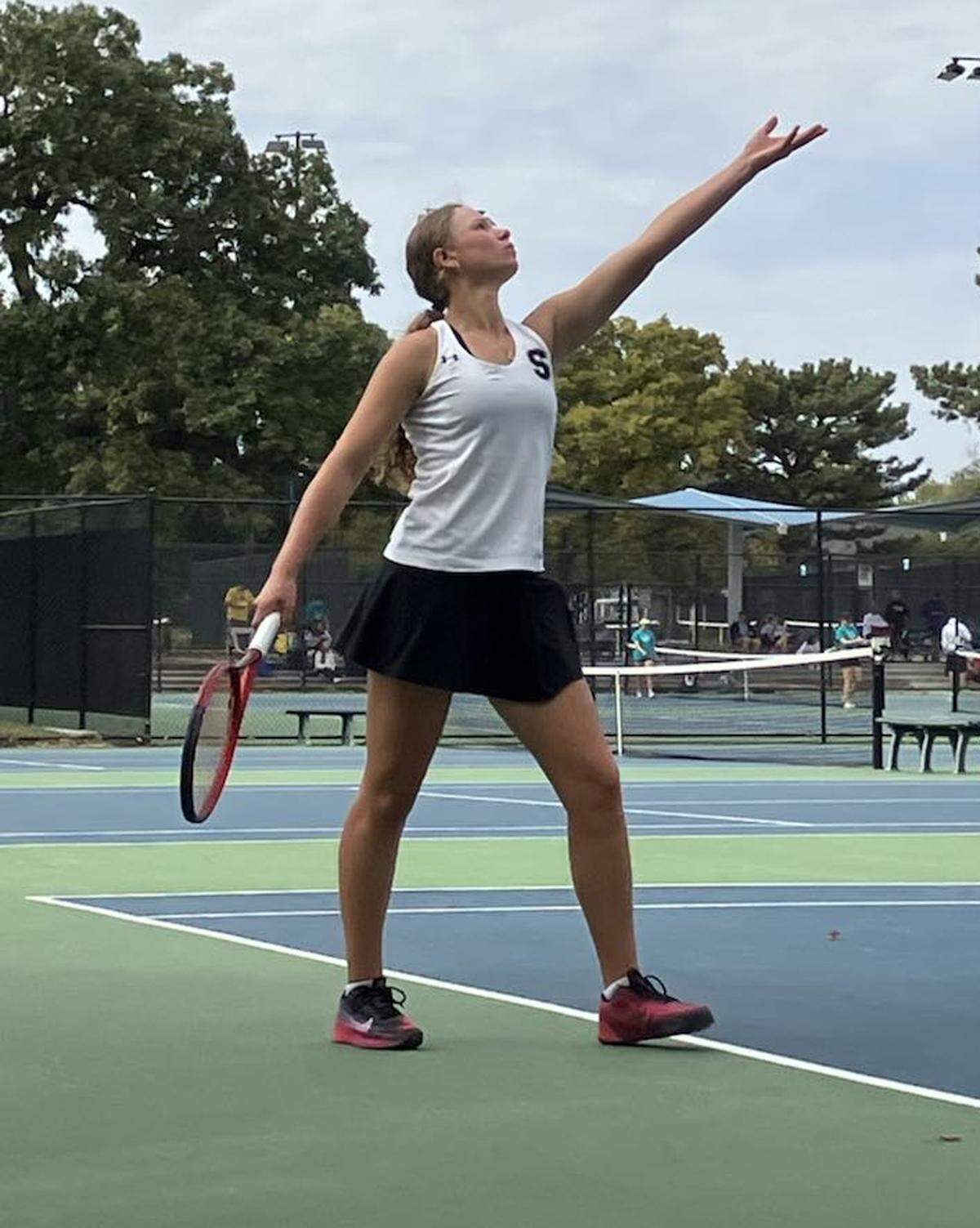 A serve that approaches 100 mph is the strongest part of Sterling junior Chelsie Brown’s game.