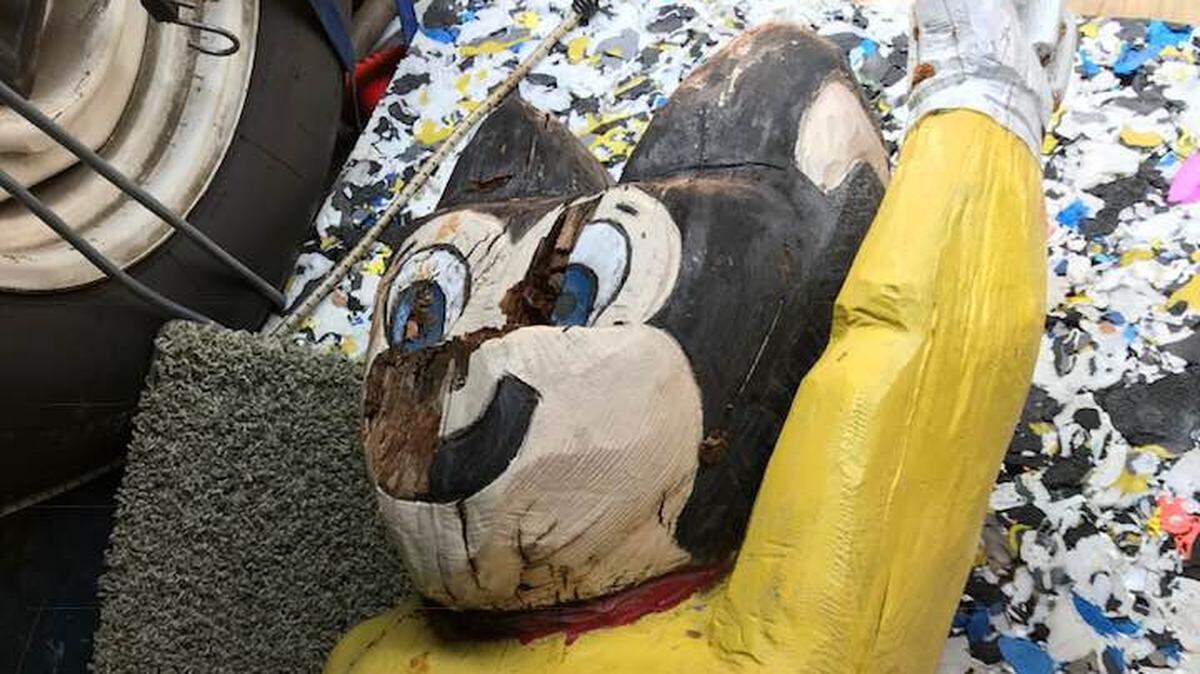 A sculpture of Mighty Mouse, carved by local sculptor Gino Salerno, was discovered on Sunday after being reported stolen last Wednesday.