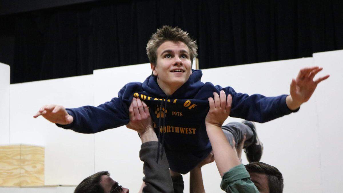 Wichita Northwest student Leo Larson plays the 15-year-old lead in Wichita Community Theater’s latest murder mystery.