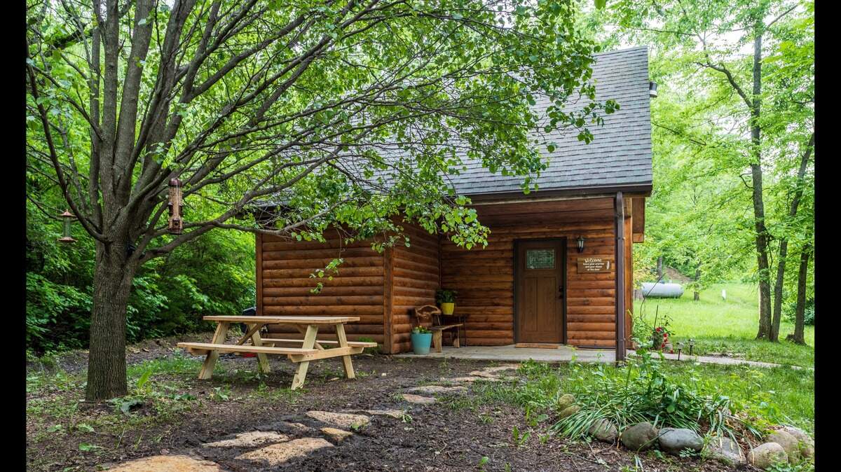 This “cozy cabin retreat” in Tonganoxie was recently named the “most wishlisted” Airbnb listing in Kansas.