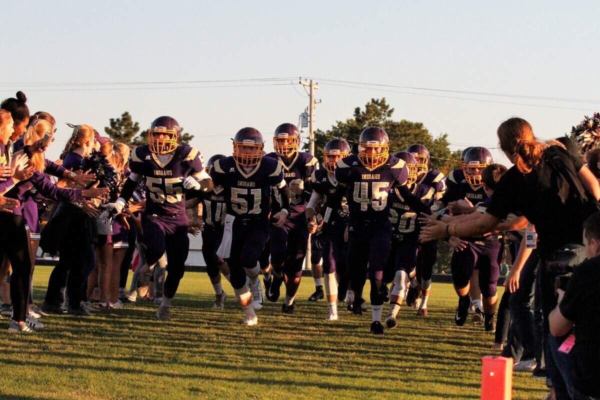 The Medicine Lodge Indians ran onto the field for their home game against South Central on Thursday night. (Sept. 27, 2018)