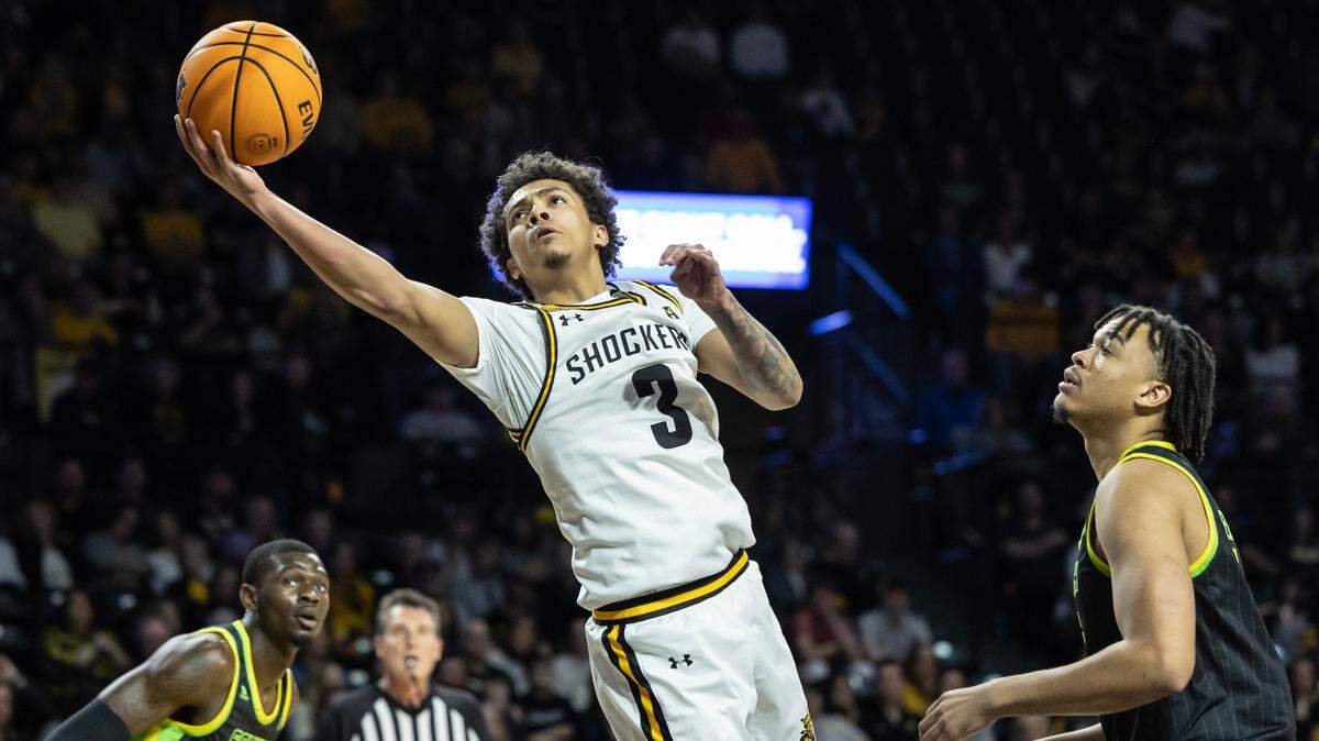 Wichita State’s Craig Porter Jr., makes a layup during the first half of their game against South Florida on Sunday. It was WIchita State’s final regular season game.