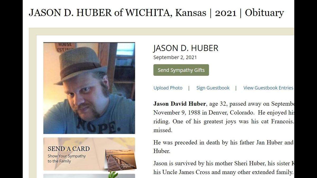 Jason Huber, 32, of Wichita, was killed while riding his bike on Sept. 2, 2021.