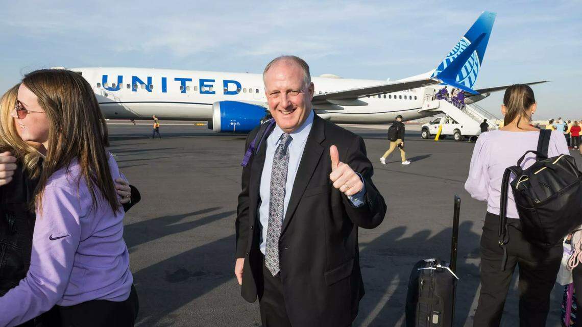 Kansas State football coach Chris Klieman arrives in Phoenix for the Rate Bowl against Rutgers.