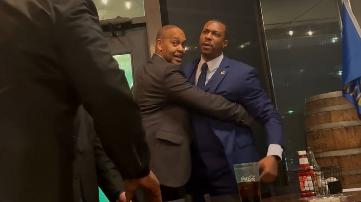 Screenshot from video taken during argument between Wichita City Council member Brandon Johnson and Kansas Rep. Ford Carr (not shown). 