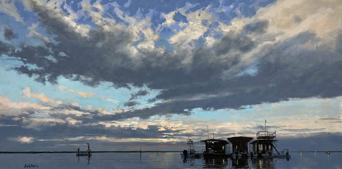 “The Pelican on Chandeleur” by Billy Solitario will be included in the Oil Painters of America’s national exhibition at Mark Arts.