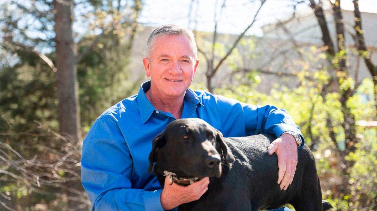 Wichitan Chock Chapple gave a strong debut on the first episode of “The Golden Bachelorette” Wednesday, including a sexy hello. He also let bachelorette Joan Vassos know how important dogs are to him. He’s shown here with his dog, Super Tubbs.