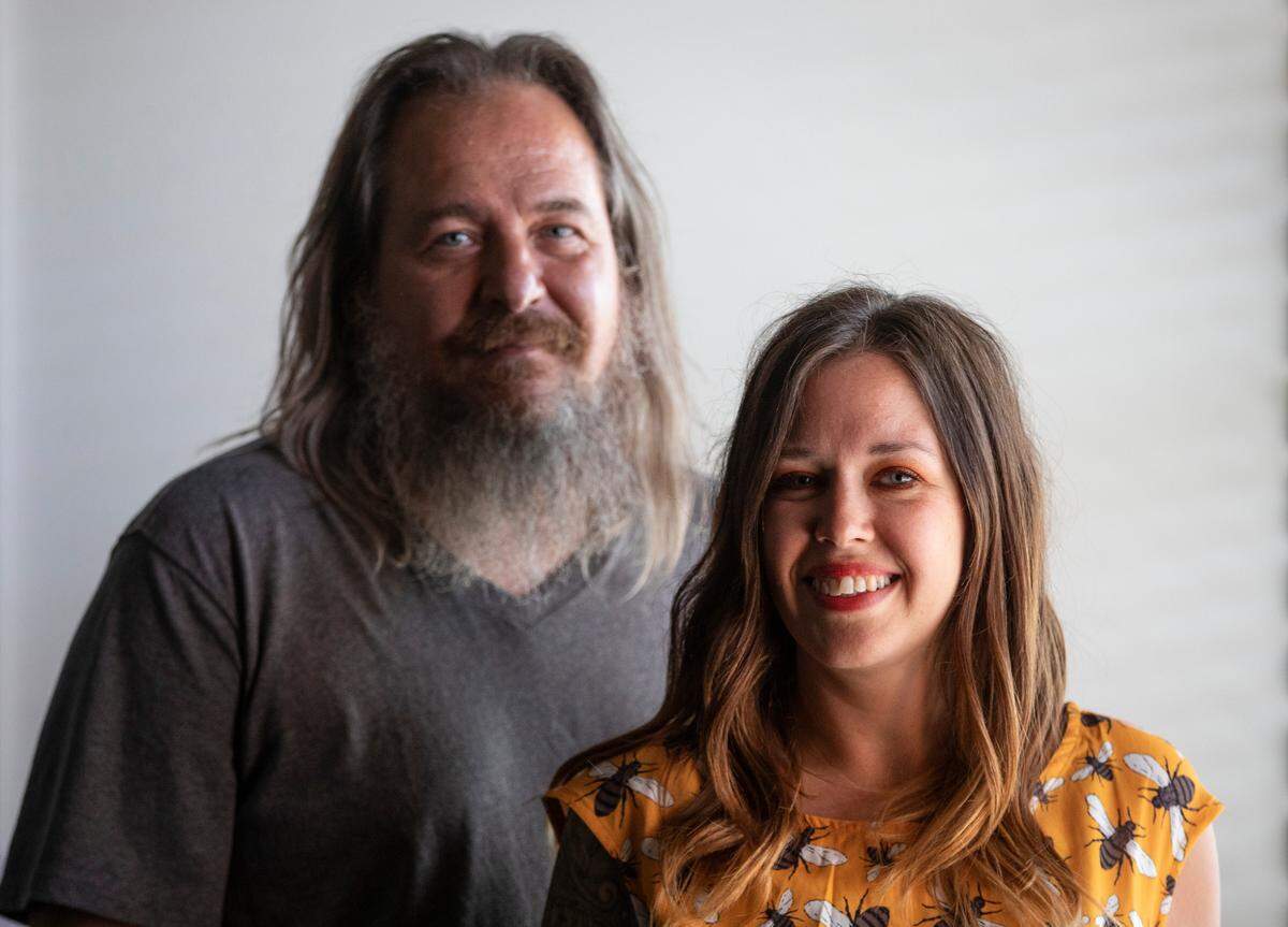 Jedd Beaudoin, left, and his wife, Katie Lilley-Beaudoin, lost the rental home they were living in to a fire on April 22. A benefit concert is being held at the Orpheum this weekend to help the family with expenses and to help them find a new place to live.