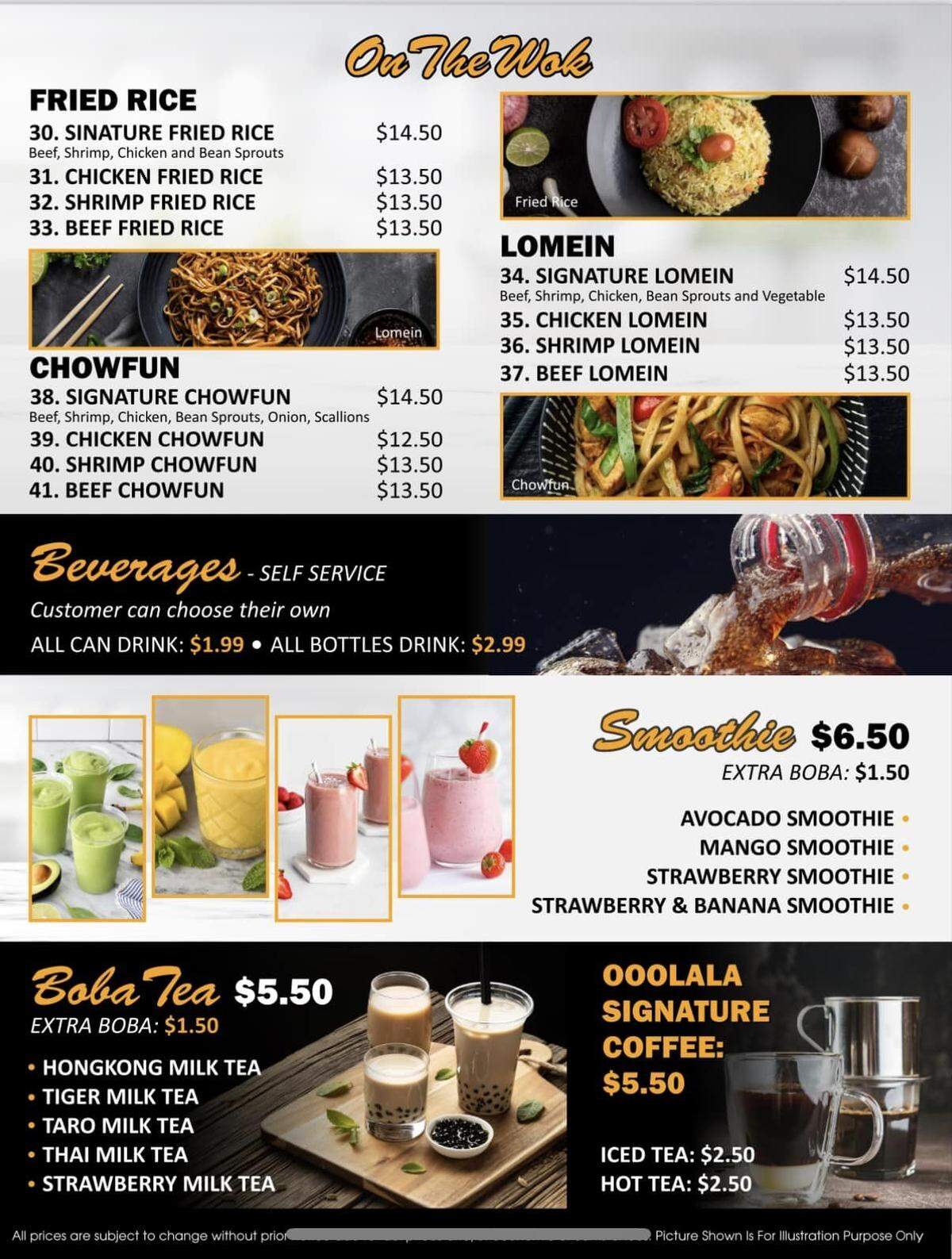 Ooo LaLa Stone Pho menu