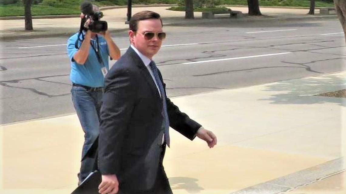 Sedgwick County Commissioner Michael O’Donnell on his way into the Wichita federal courthouse.