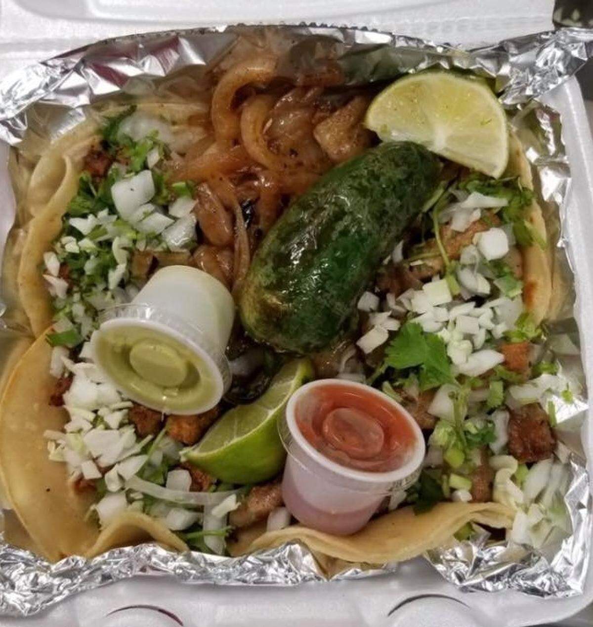 The tacos at Tacys y Burritos La Guera, a food truck that has just added a brick-and-mortar location
