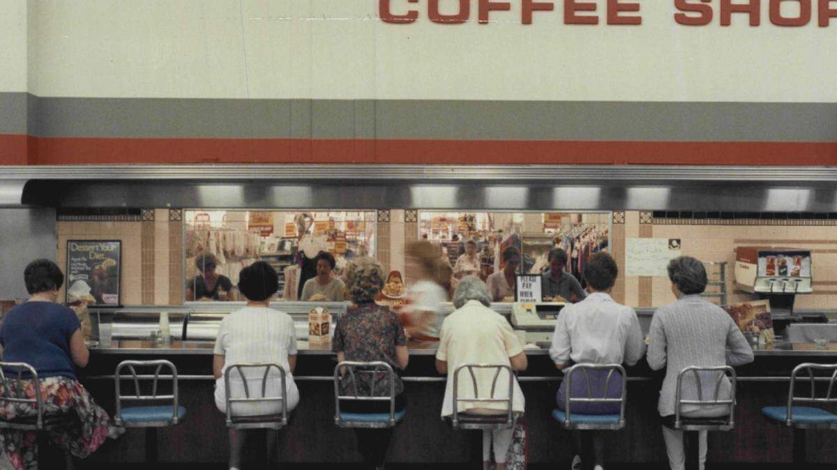 A photo taken at the downtown Wichita Woolworth lunch counter in 1985