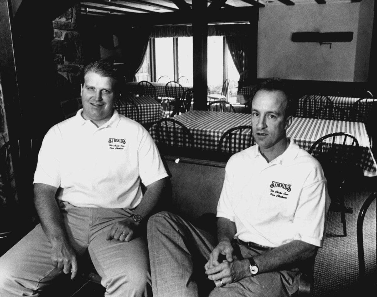 Blaze Bringman, left, and Dennis Clifford are pictured in Wichita’s Stroud’s when it opened in June 1993. The two Kansas City restaurateurs got the license to open the first Stroud’s outside of Kansas City.