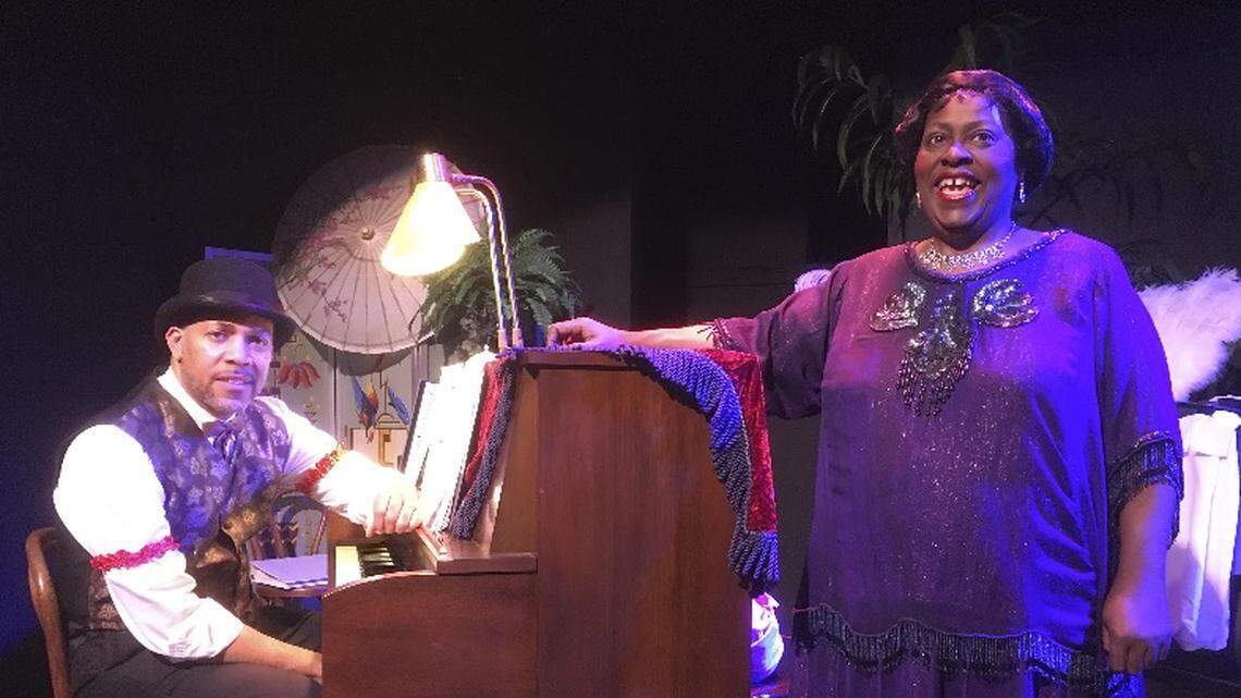 Huron Breaux and Karla Burns star in Hi-Hat Hattie.