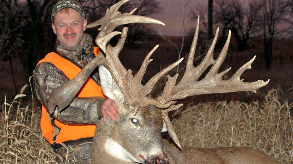 Western New York native Gerald Rightmyer shot this buck, nicknamed “Grandpa” by locals, during a 2006 swap hunt in Morris County, Kansas.