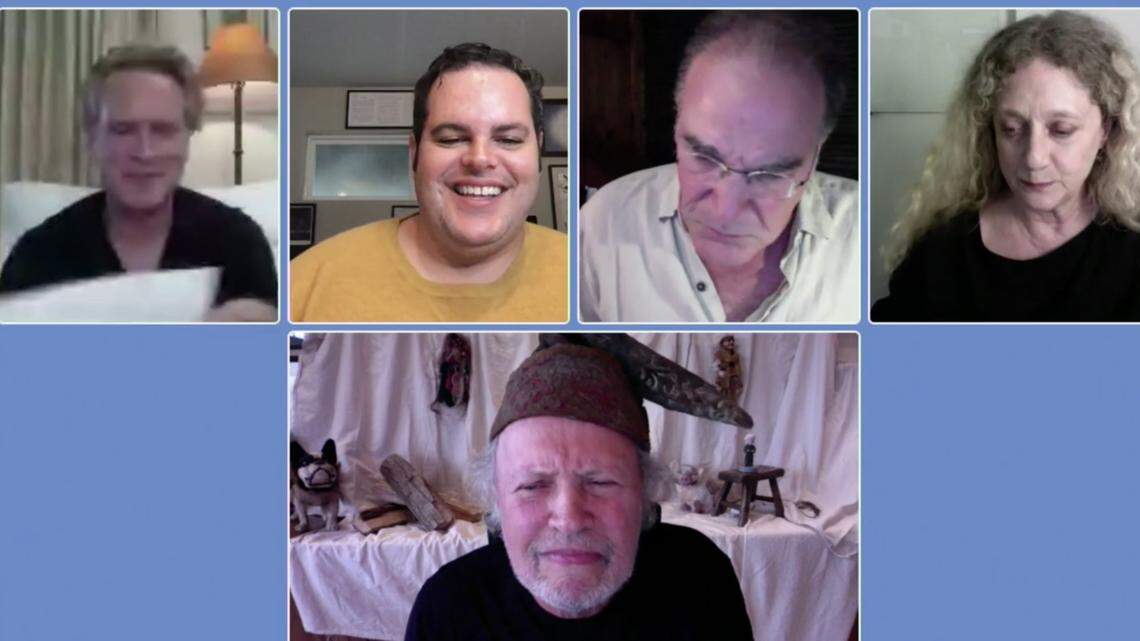 Clockwise from top left, Cary Elwes, Josh Gad, Mandy Patinkin, Carol Kane and Billy Crystal appear in the virtual reunion of “The Princess Bride.”