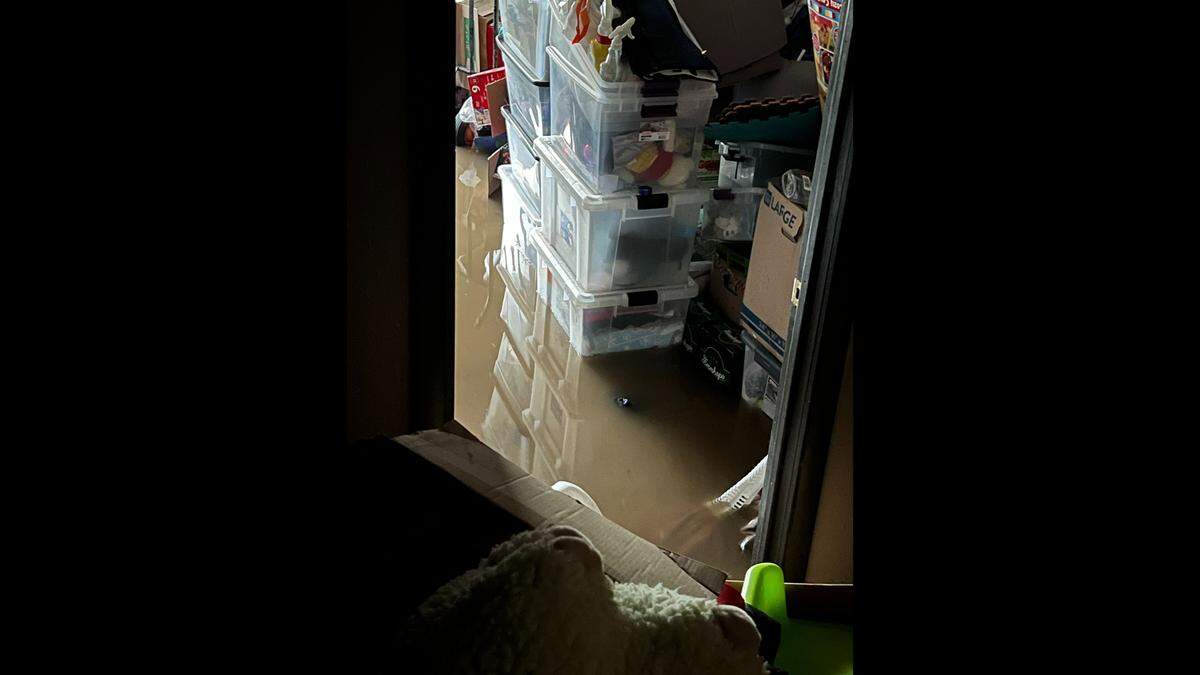 Water in the basement of Tracy Toguchi’s town-home near Douglas and Rock.