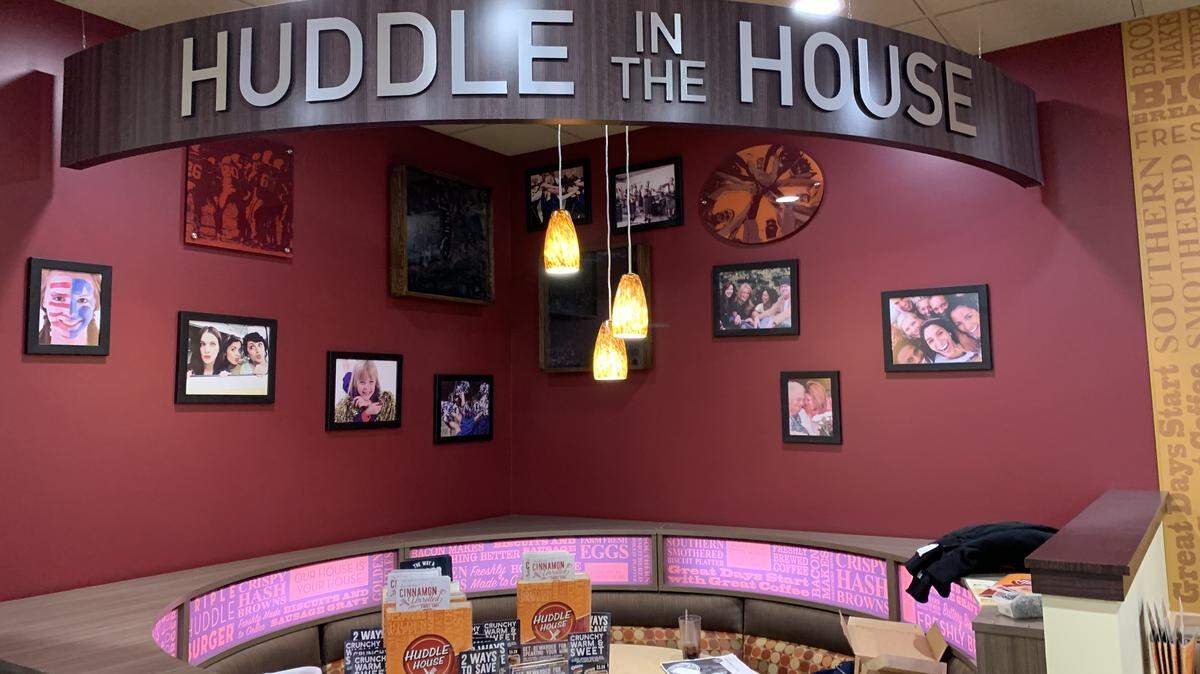 The new Huddle House at 21st and Amidon has one half-circle booth where diners can “huddle up.”