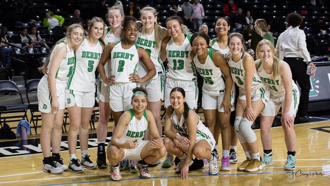 The Derby girls basketball team advanced to the Class 6A state championship game with a 51-49 double-overtime win over Blue Valley at Koch Arena on Friday.