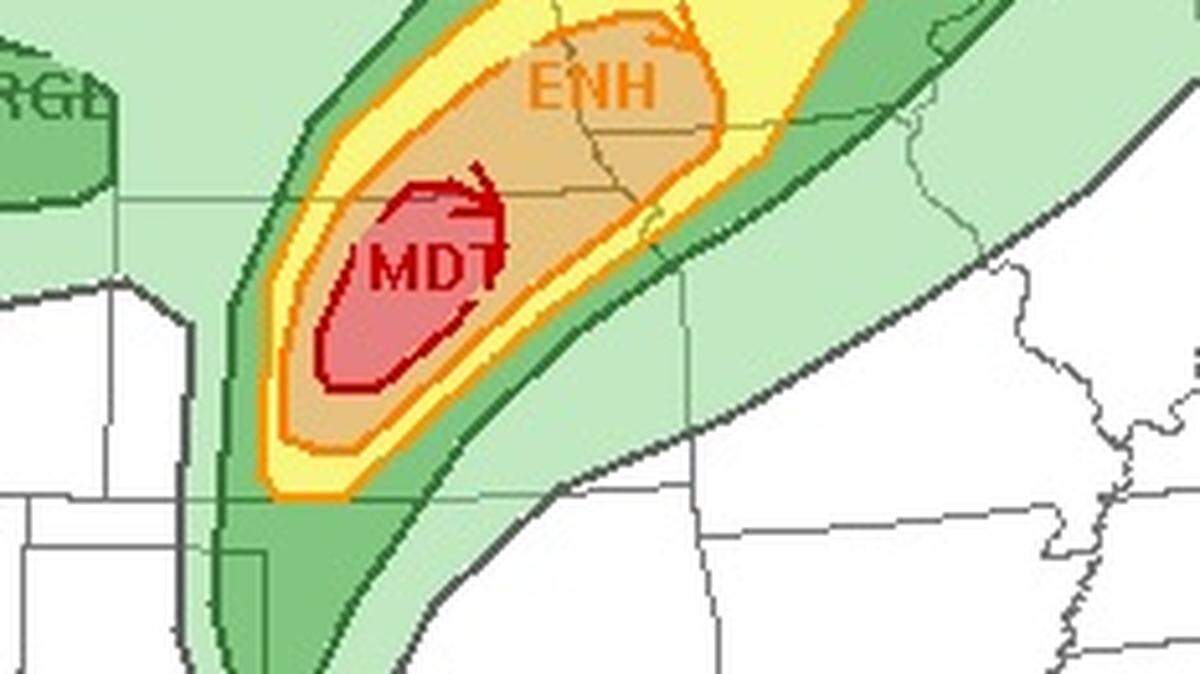 A large swath of central Kansas could see large hail, heavy rain and possibly a tornado or two on Tuesday.