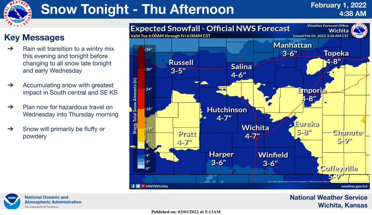 The Wichita area is expected to see more snow over the next couple of days than its seen in more than a year, according to the National Weather Service.