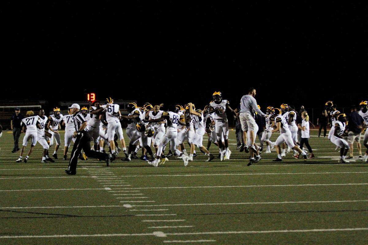 Wichita Northwest celebrates its 23-22 win over Bishop Carroll on Friday night. (Aug. 31, 2018)