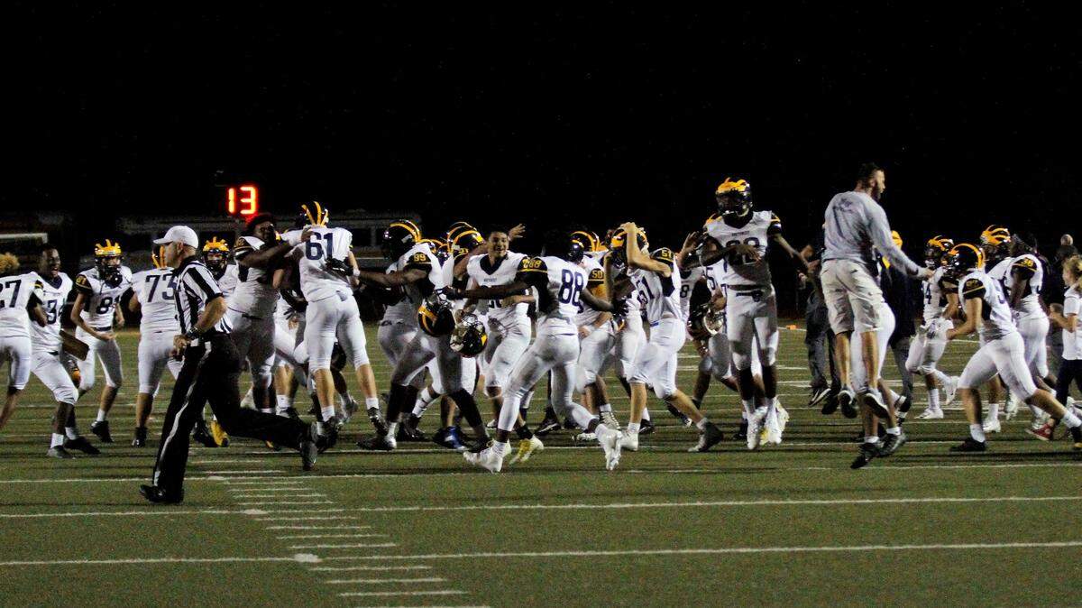 Wichita Northwest celebrates its 23-22 win over Bishop Carroll on Friday night. (Aug. 31, 2018)