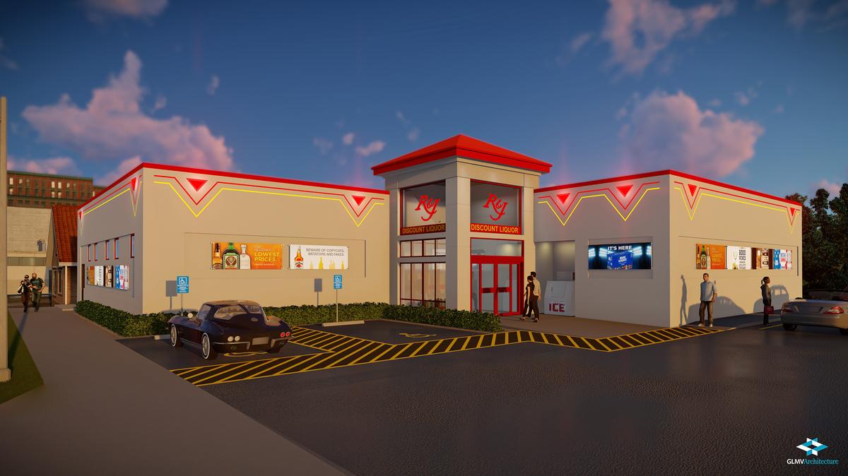 Jeff Breault is happy to share the rendering of what the expanded R&J Discount Liquor will look like. 
"How cool is that?"