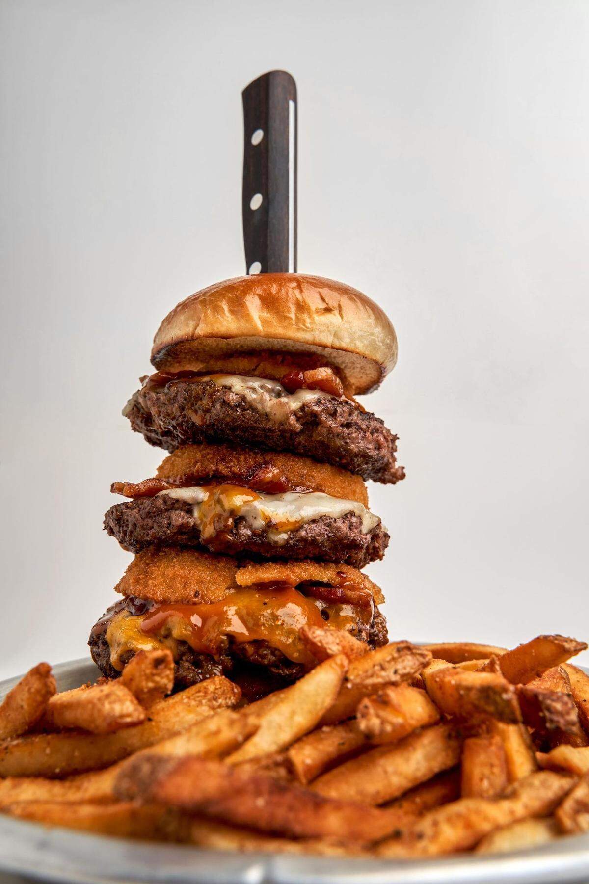 Among the items on the new food menu at PourHouse: The Burgzilla.