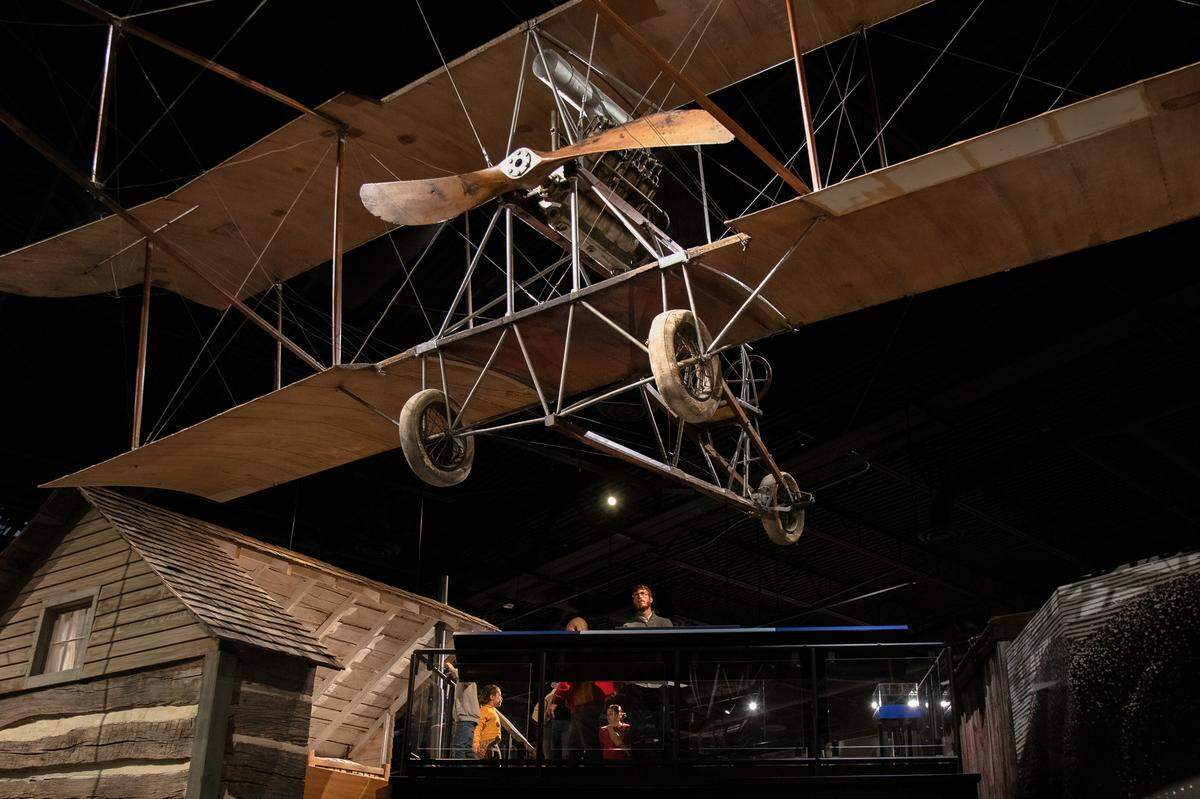 A ramp allows for a closer look at the Longren Flyer from the early 1900s.